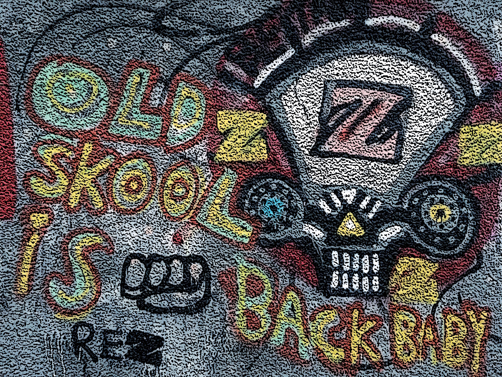 Gothic graffiti on a wall.