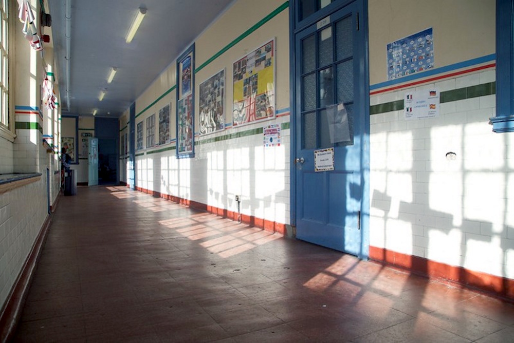 A corridoor in the old Boroughmuir school building 