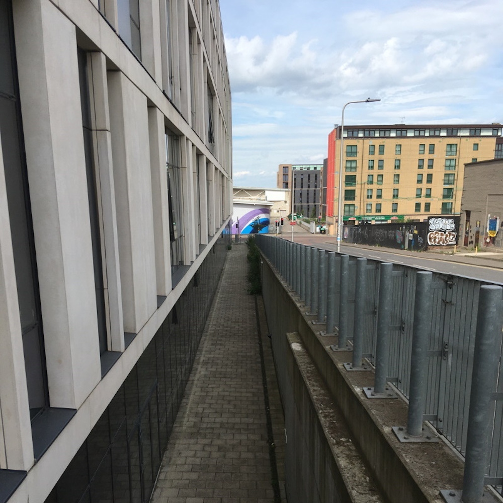 A passage between a school and a road